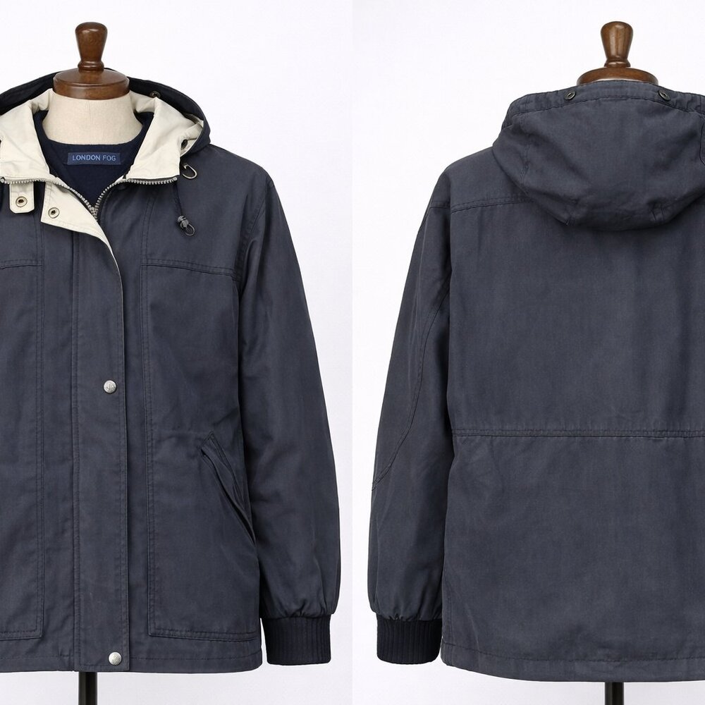 VTG London Fog Jacket Limited Edition Mens Large Navy Blue Zip Up Classic 90s